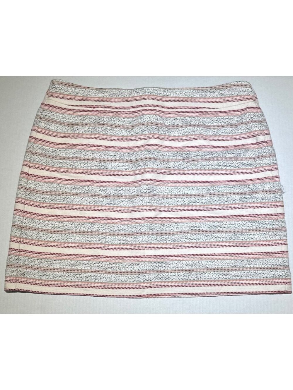 Loft factory womens petite 12P striped mini skirt pink cream business wear lined
